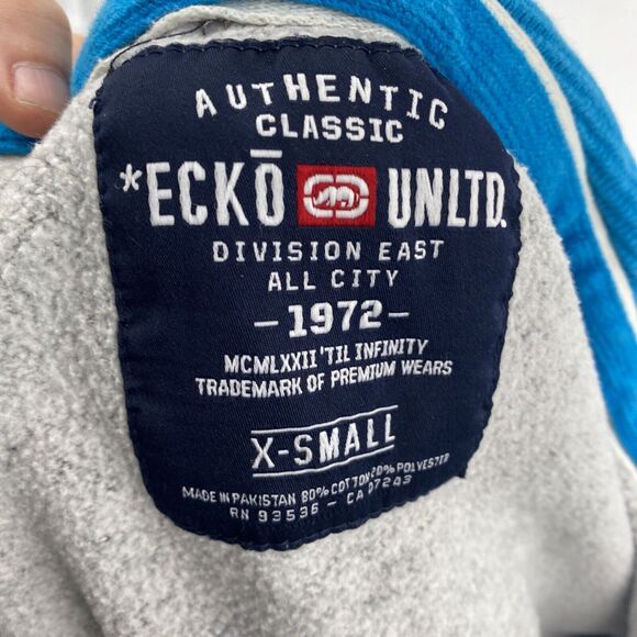 ECKO UNLTD Authentic Classic Hoodie Size XS Full Zip Gray And Blue - Picture 6 of 6